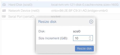 Resize a disk in Proxmox
